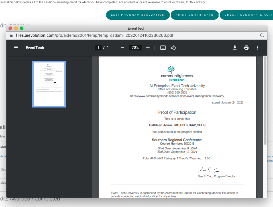 screenshot of Attendee Interactive